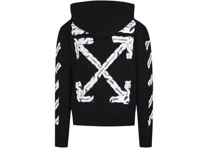 off-white slim fit airport tape zip up hoodie black/multi