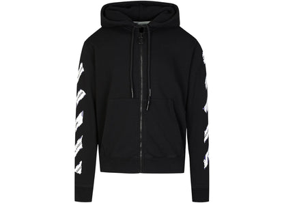off-white slim fit airport tape zip up hoodie black/multi