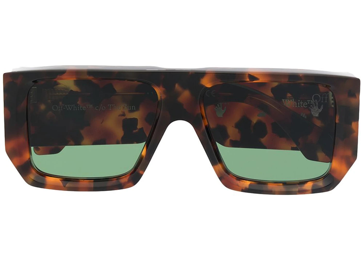 off-white tropez rectangular frame sunglasses havana brown/green/white (omri013s21pla0016055)