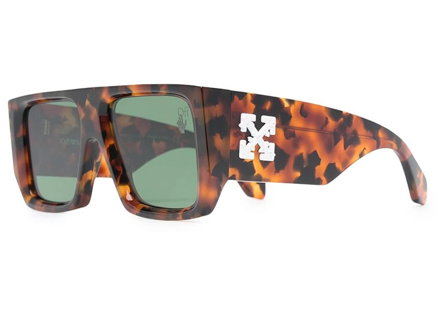 off-white tropez rectangular frame sunglasses havana brown/green/white (omri013s21pla0016055)