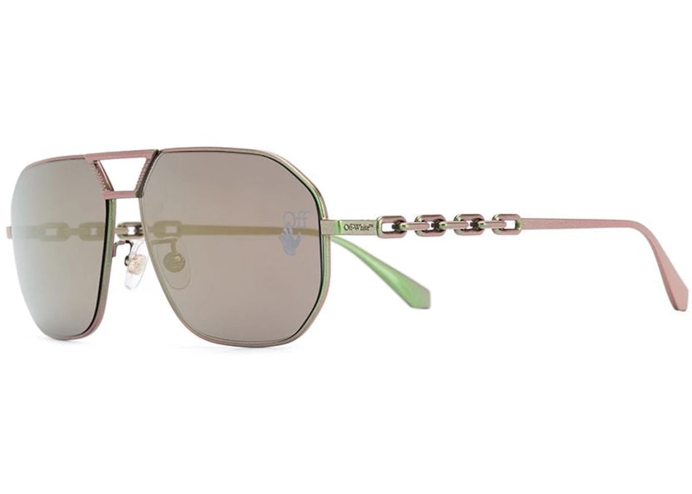 Off-White Wright Aviator Sunglasses Scarabeo Green Gold (Omri007F20Met0015500)