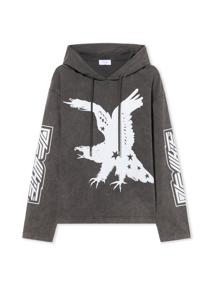 Off-White Eagle 90S Hooded Long Sleeve Tshirt Vintage