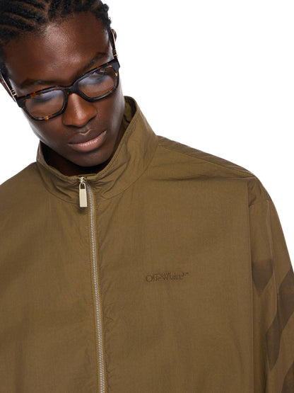 Off-White Diagonal Cotton Tracktop Green