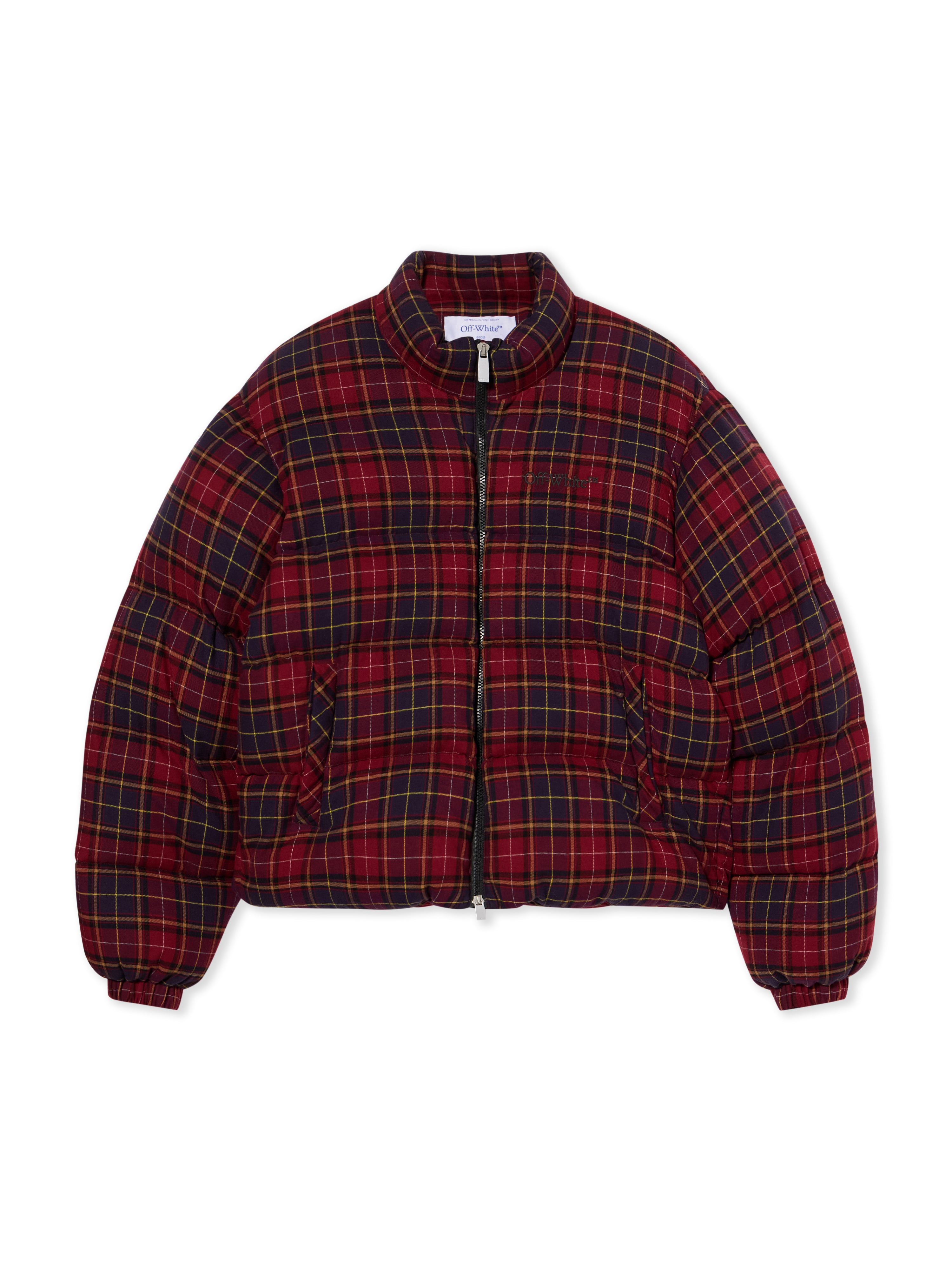 Off-White Spray Arrow Check Flannel Down Jacket Purple