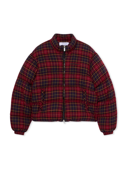 Off-White Spray Arrow Check Flannel Down Jacket Purple