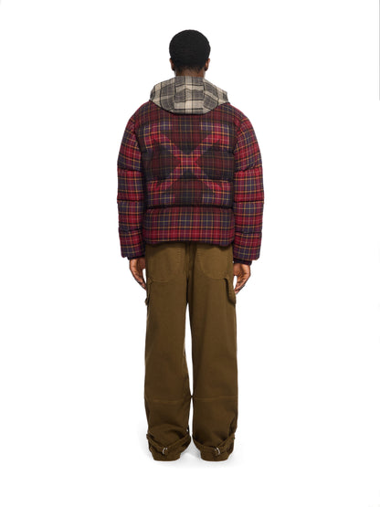 Off-White Spray Arrow Check Flannel Down Jacket Purple