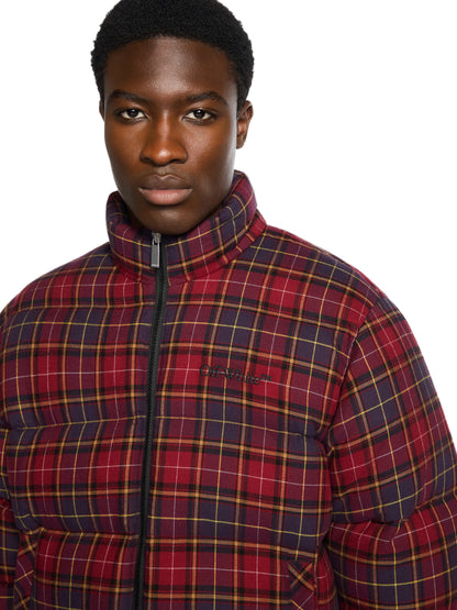 Off-White Spray Arrow Check Flannel Down Jacket Purple