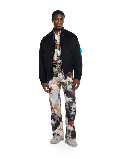 Off-White Quote Bomber Jacket Black Brown
