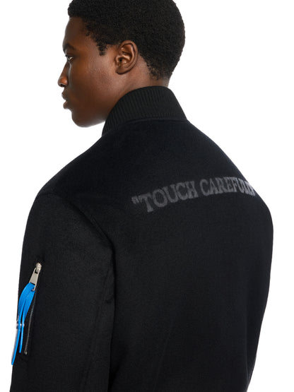 Off-White Quote Bomber Jacket Black Brown