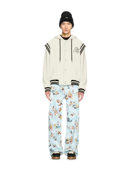 Off-White Off Fleece Varsity Hoodie Neutrals