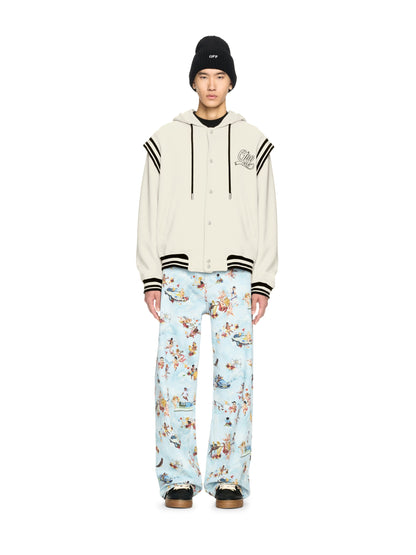 Off-White Off Fleece Varsity Hoodie Neutrals