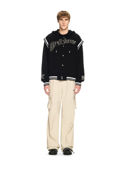 Off-White 00 Fleece Varsity Hoodie Black