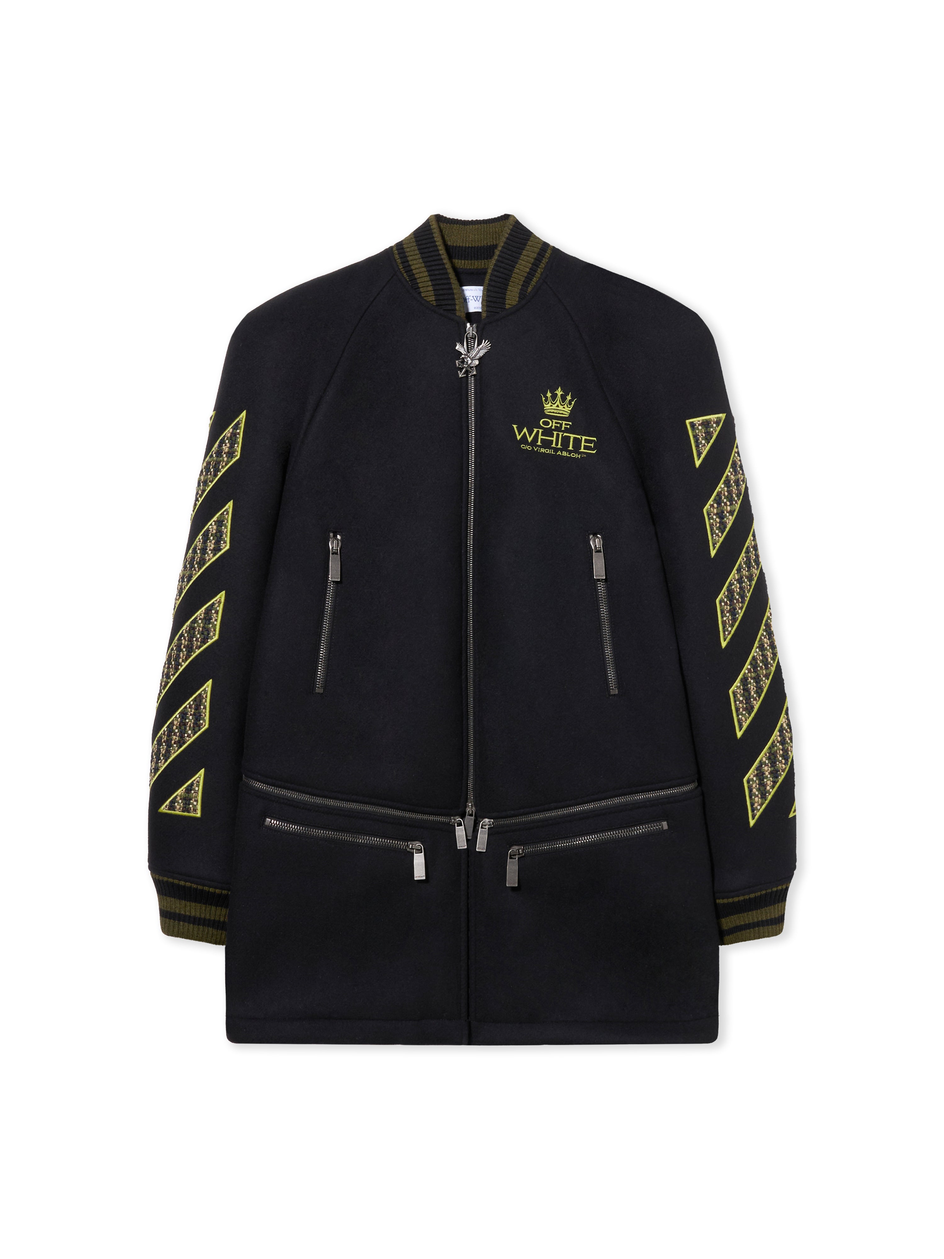Off-White Eagle Wool Twill Varsity Coat Black