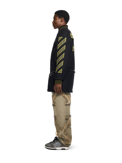 Off-White Eagle Wool Twill Varsity Coat Black