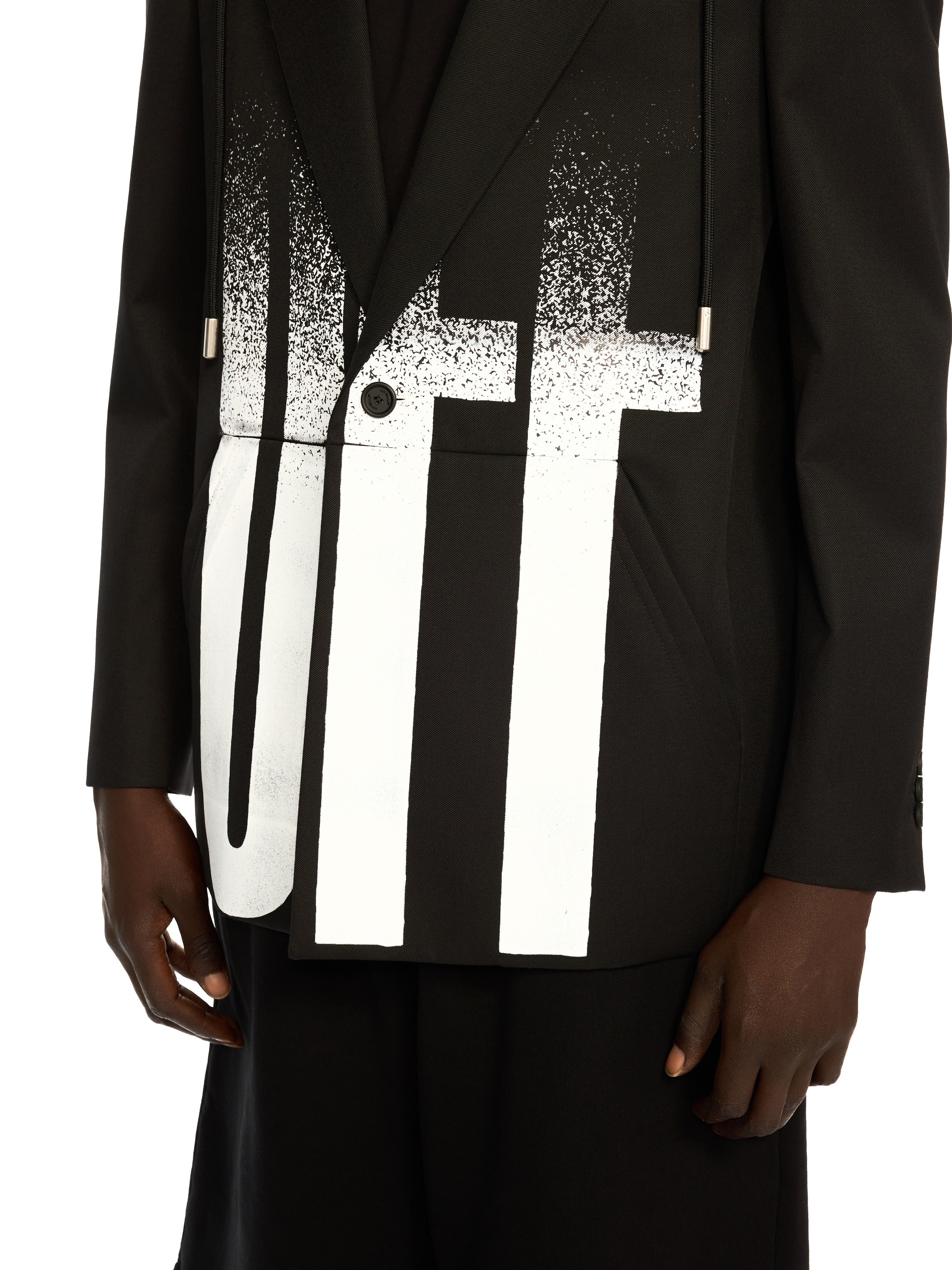 Off-White Big Off Gradient Wool Hood Jacket Black