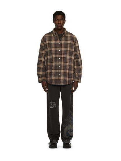 Off-White Spray Arrow Check Padded Overshirt Grey Burgundy