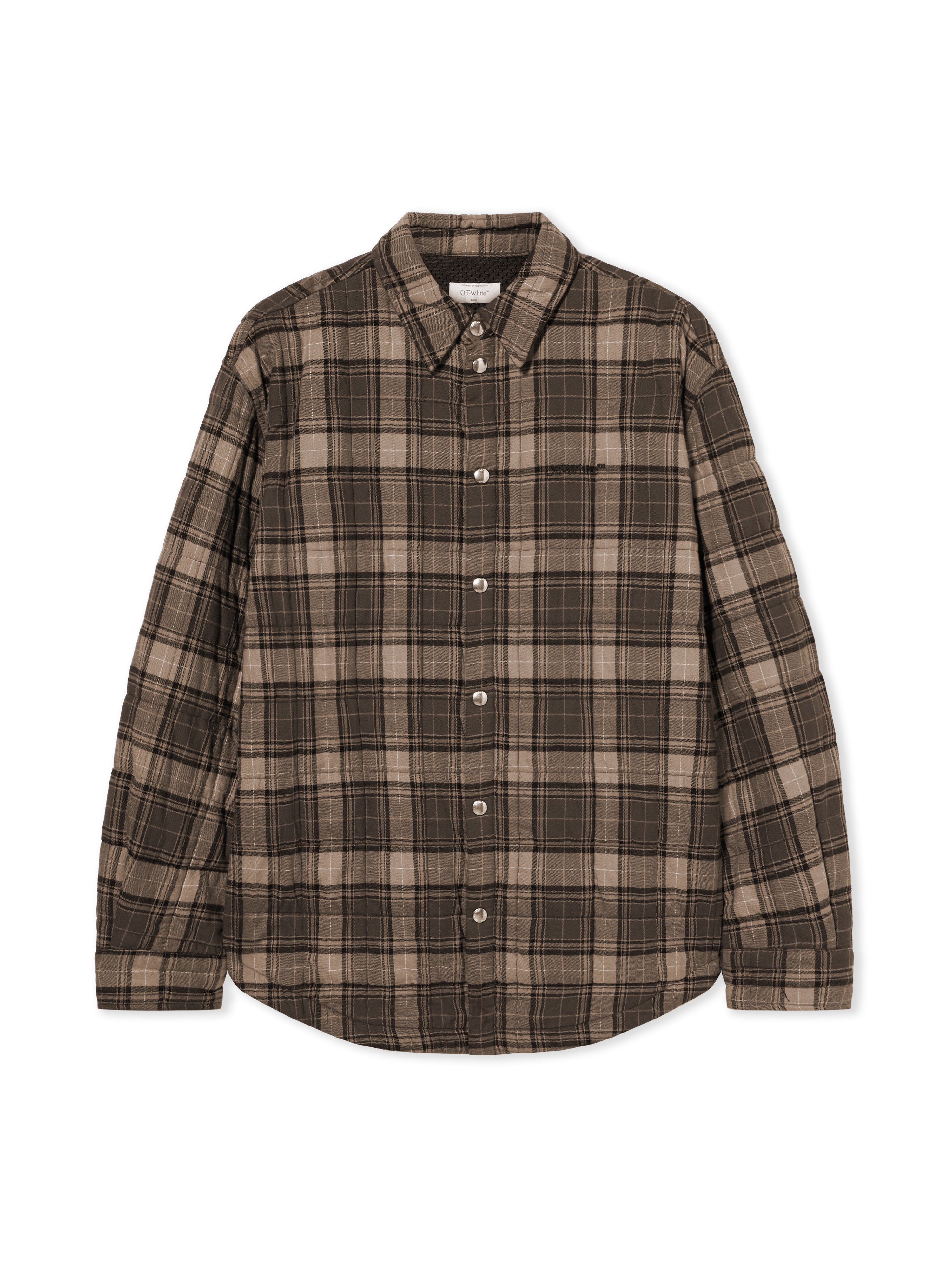 Off-White Spray Arrow Check Padded Overshirt Grey Burgundy