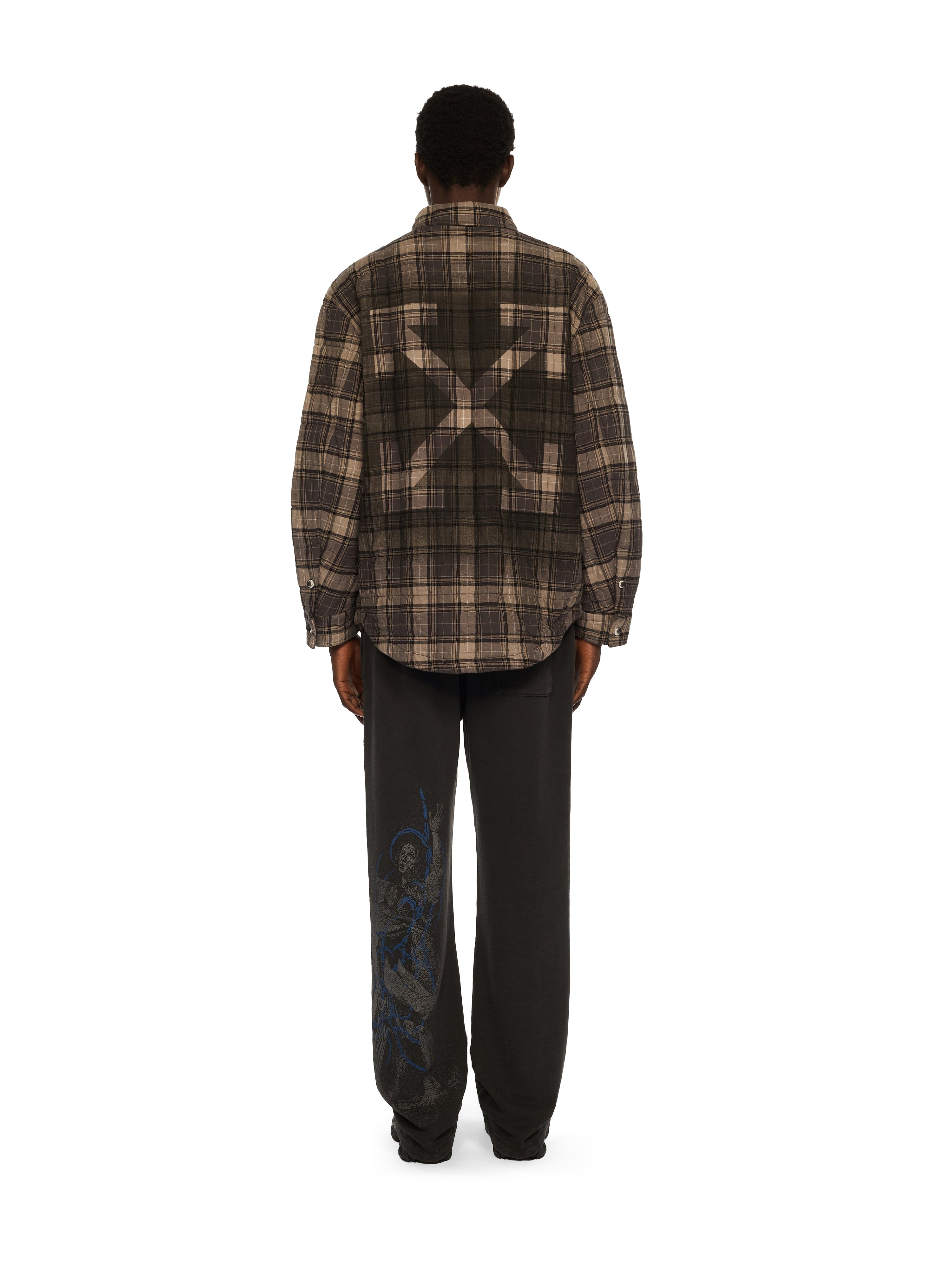 Off-White Spray Arrow Check Padded Overshirt Grey Burgundy
