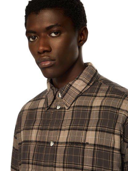 Off-White Spray Arrow Check Padded Overshirt Grey Burgundy