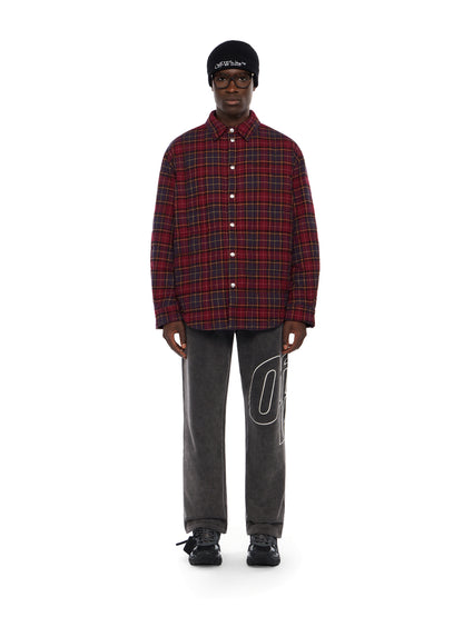 Off-White Spray Arrow Check Padded Overshirt Grey Burgundy