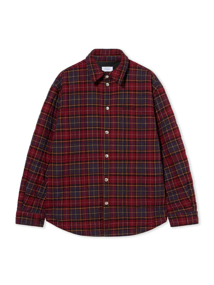 Off-White Spray Arrow Check Padded Overshirt Grey Burgundy