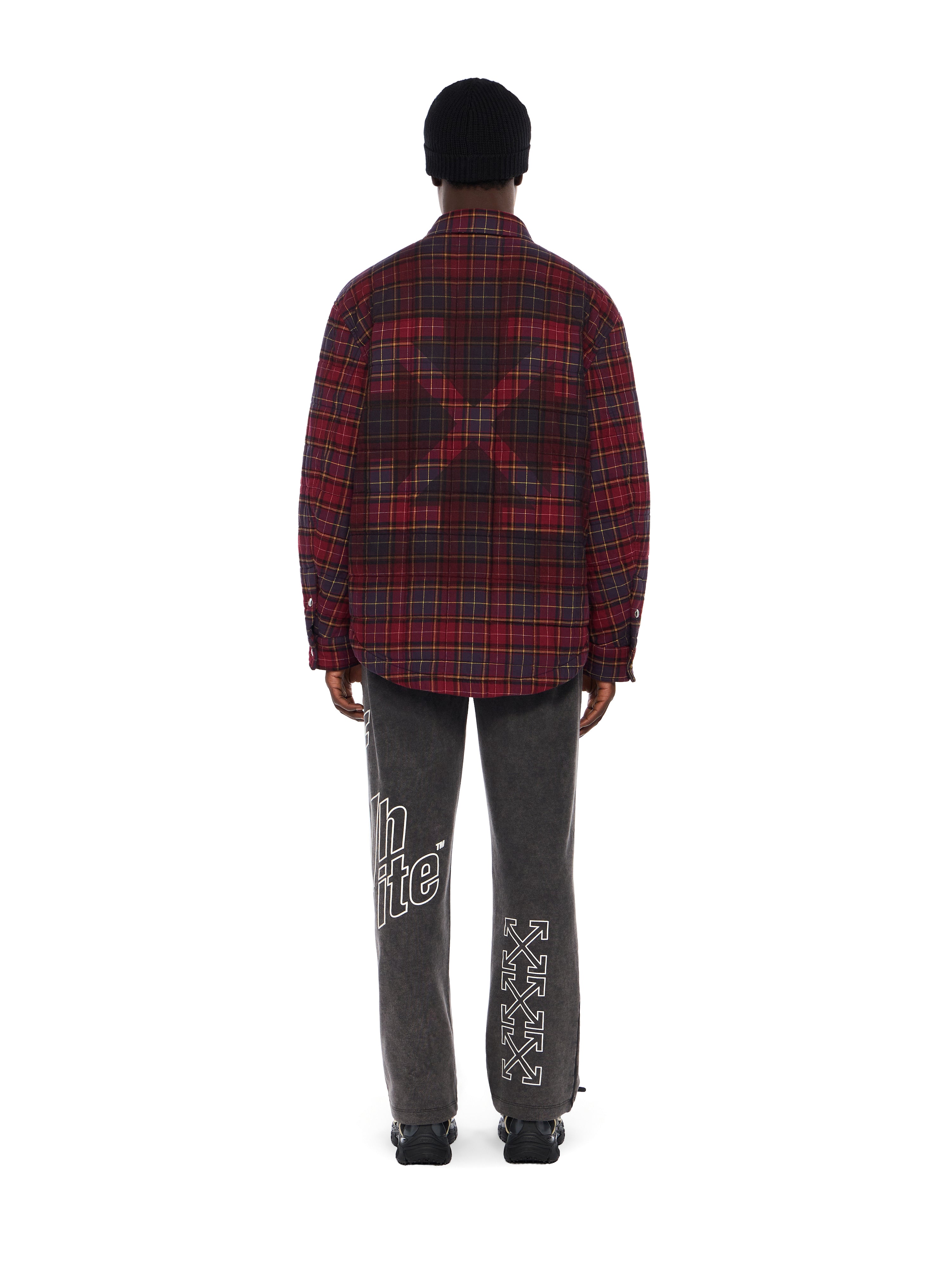 Off-White Spray Arrow Check Padded Overshirt Grey Burgundy