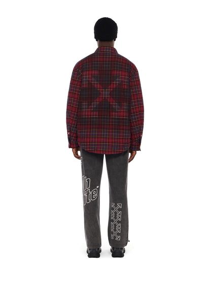 Off-White Spray Arrow Check Padded Overshirt Grey Burgundy