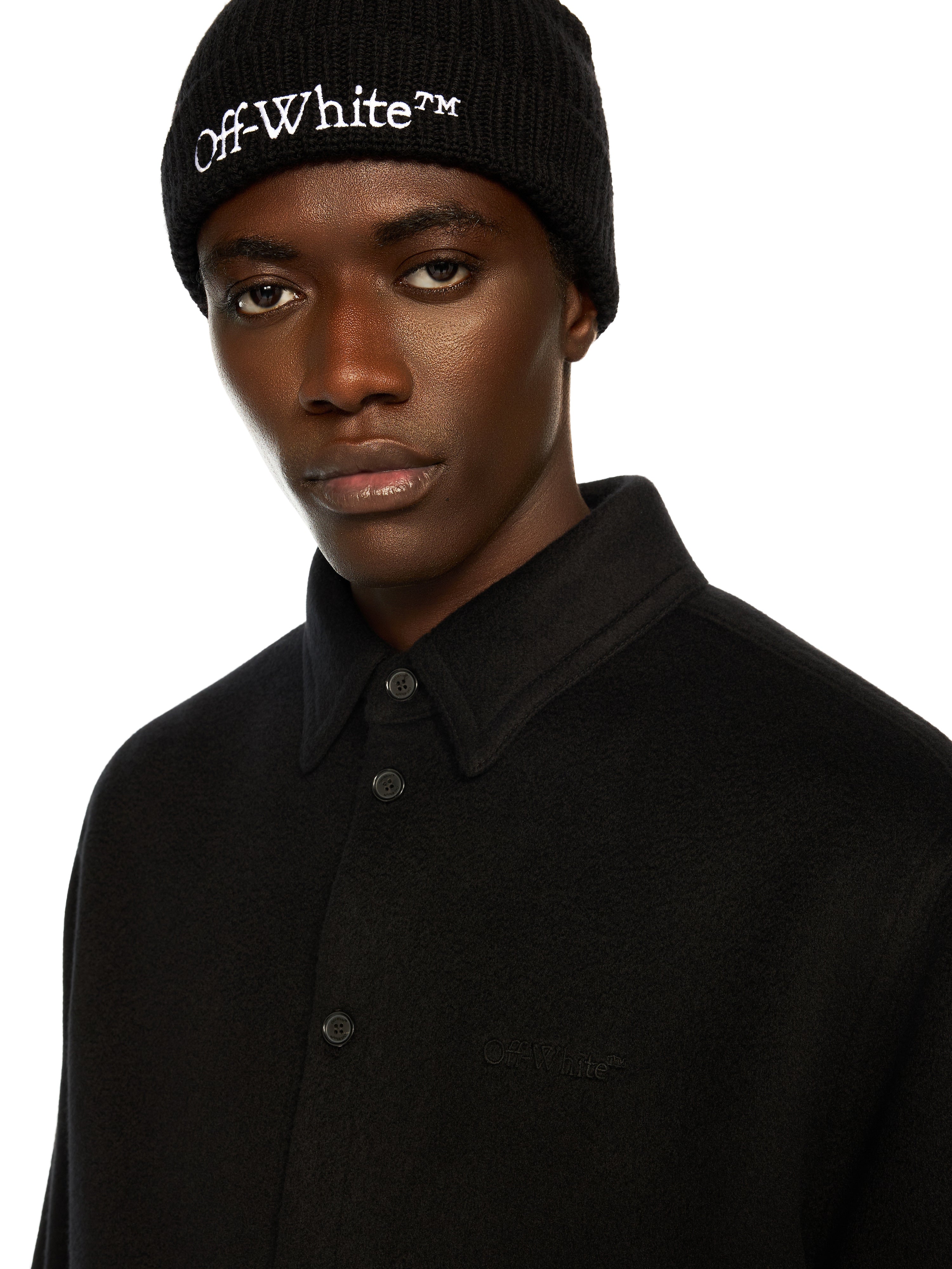Off-White Quote Military Cashmere Overshirt Black