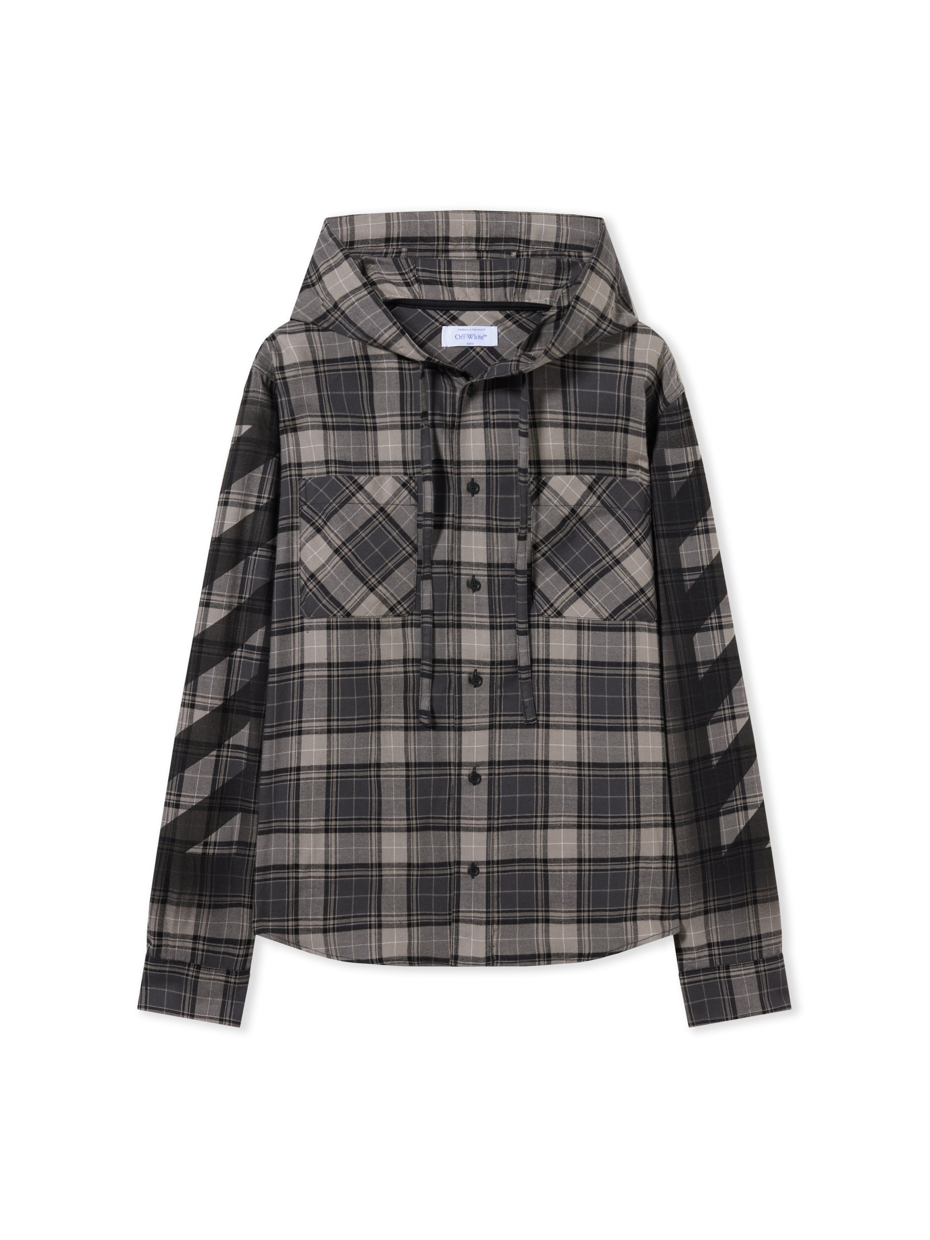 Off-White Spray Diagonal Hooded Shirt Grey