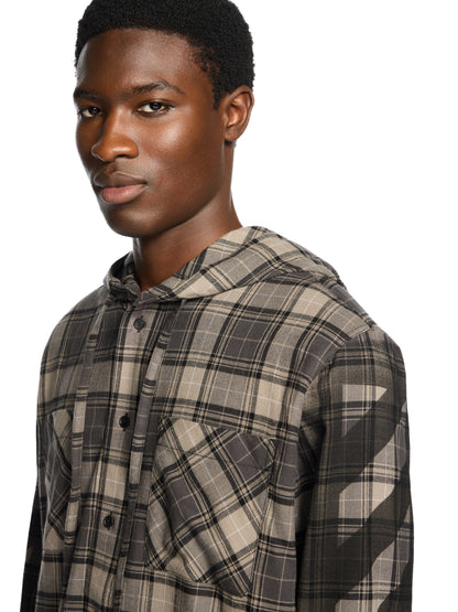 Off-White Spray Diagonal Hooded Shirt Grey