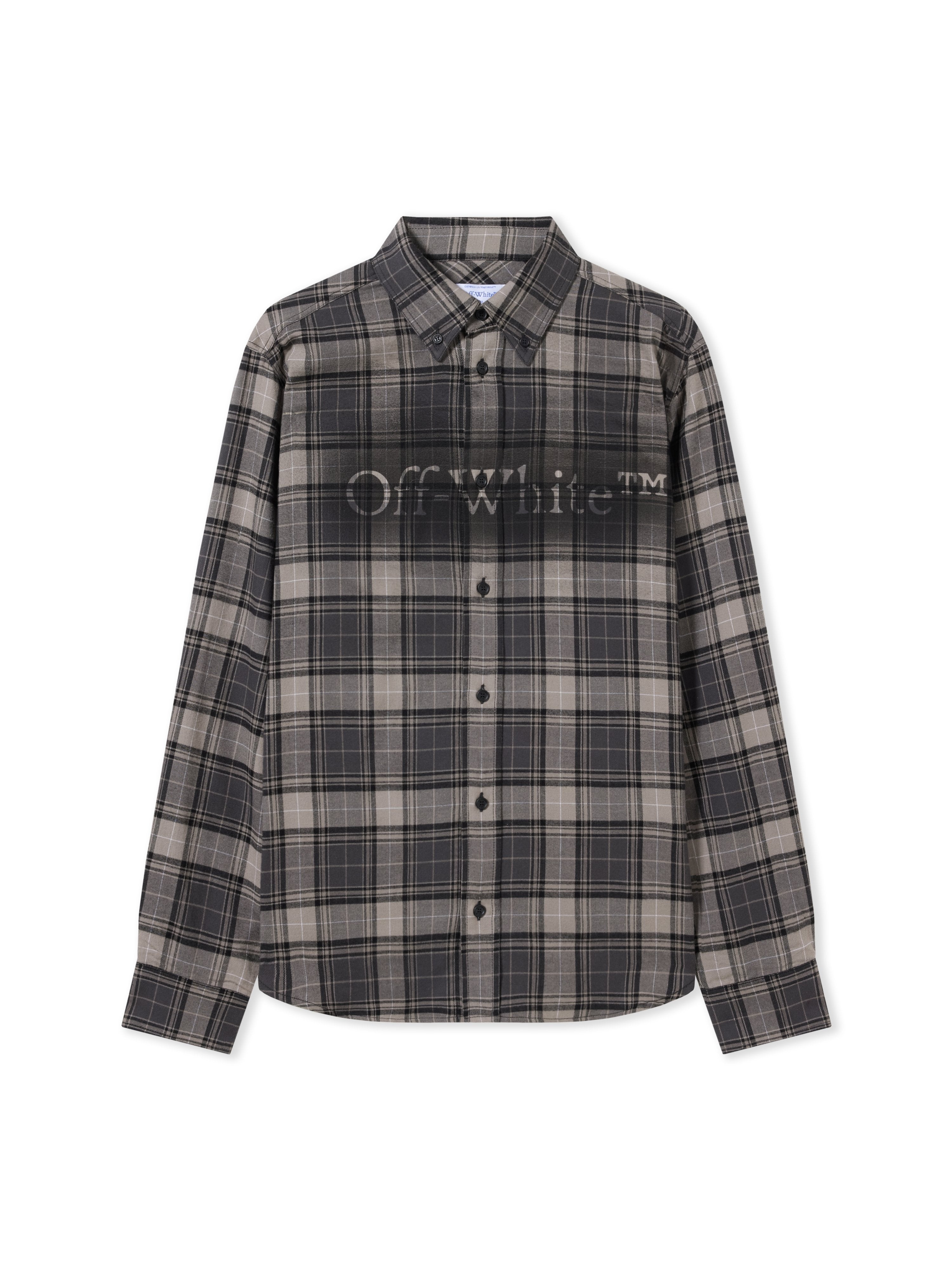 Off-White Spray Book Check Flannel Shirt Grey