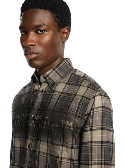 Off-White Spray Book Check Flannel Shirt Grey