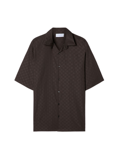 Off-White Damier Cot Jacq Bowling Shirt Brown