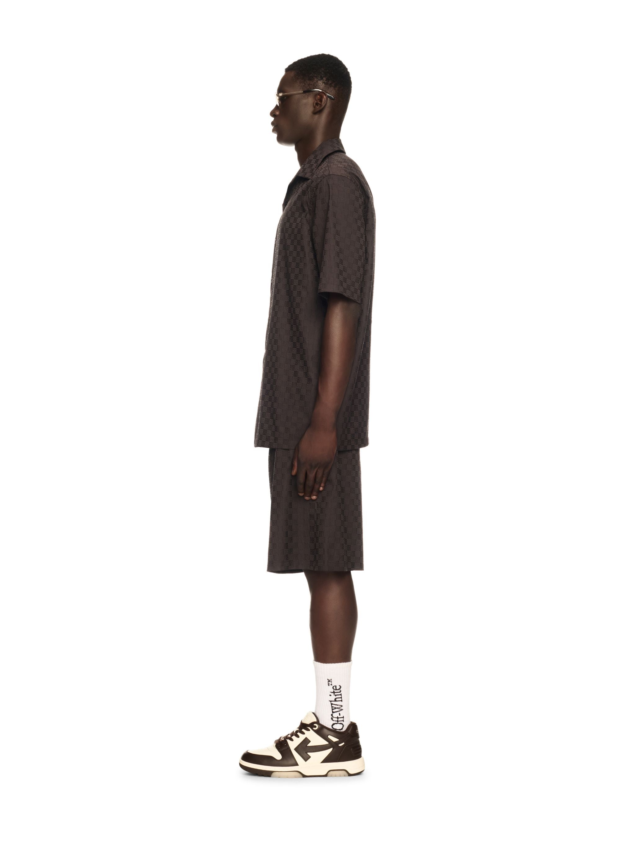 Off-White Damier Cot Jacq Bowling Shirt Brown