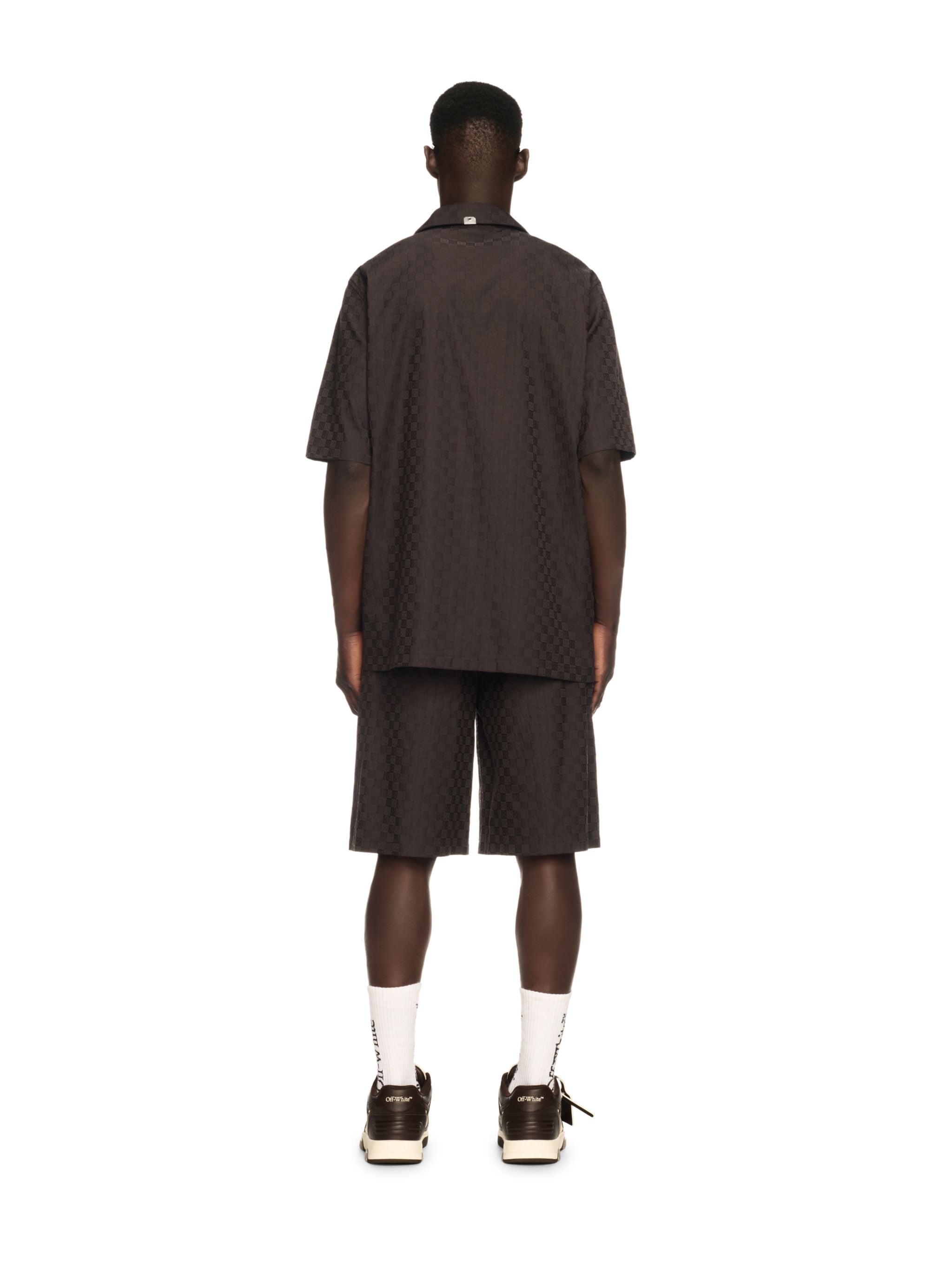 Off-White Damier Cot Jacq Bowling Shirt Brown