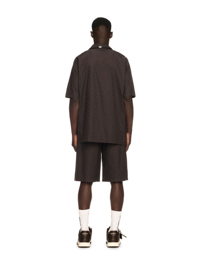 Off-White Damier Cot Jacq Bowling Shirt Brown