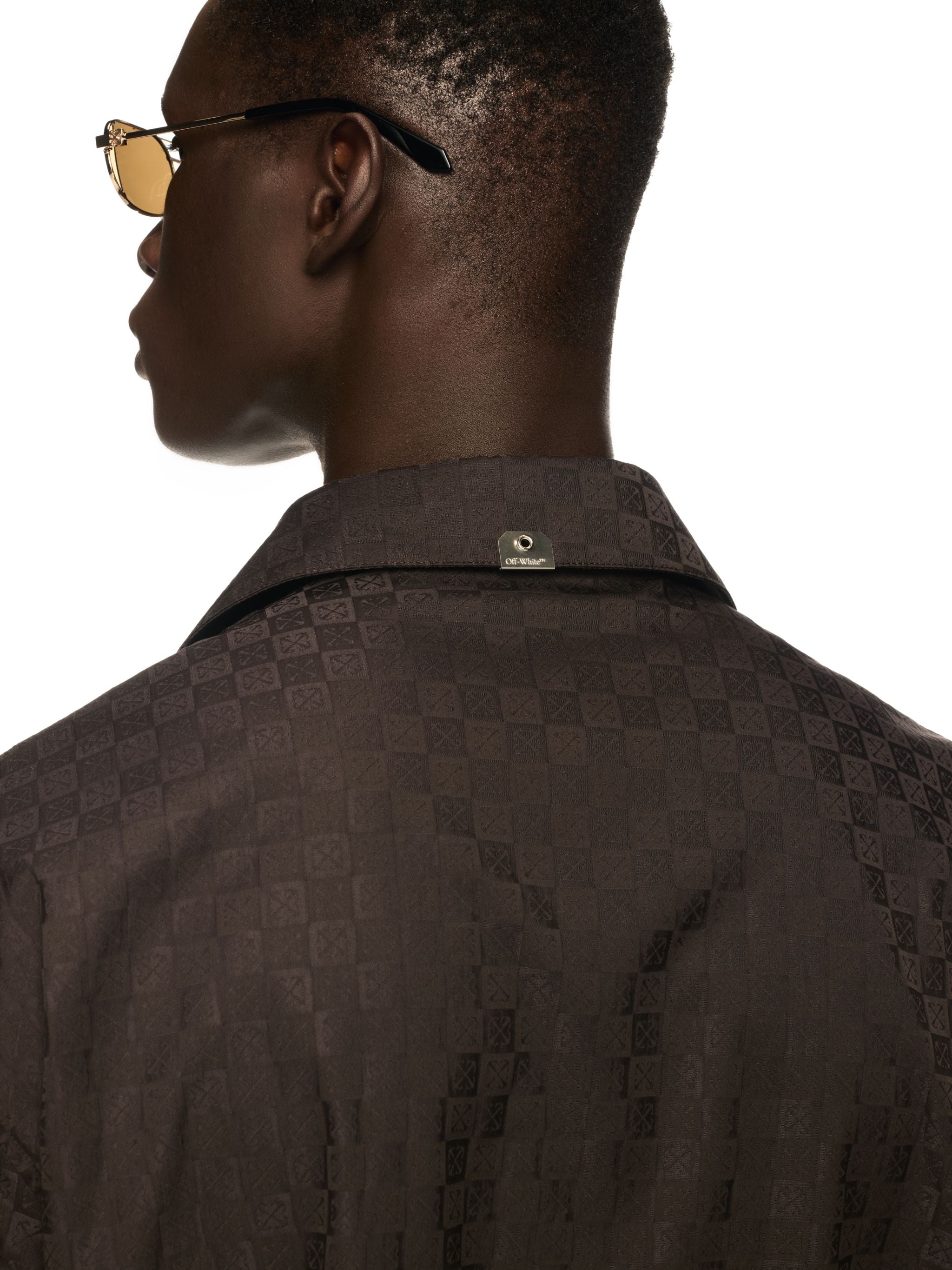 Off-White Damier Cot Jacq Bowling Shirt Brown