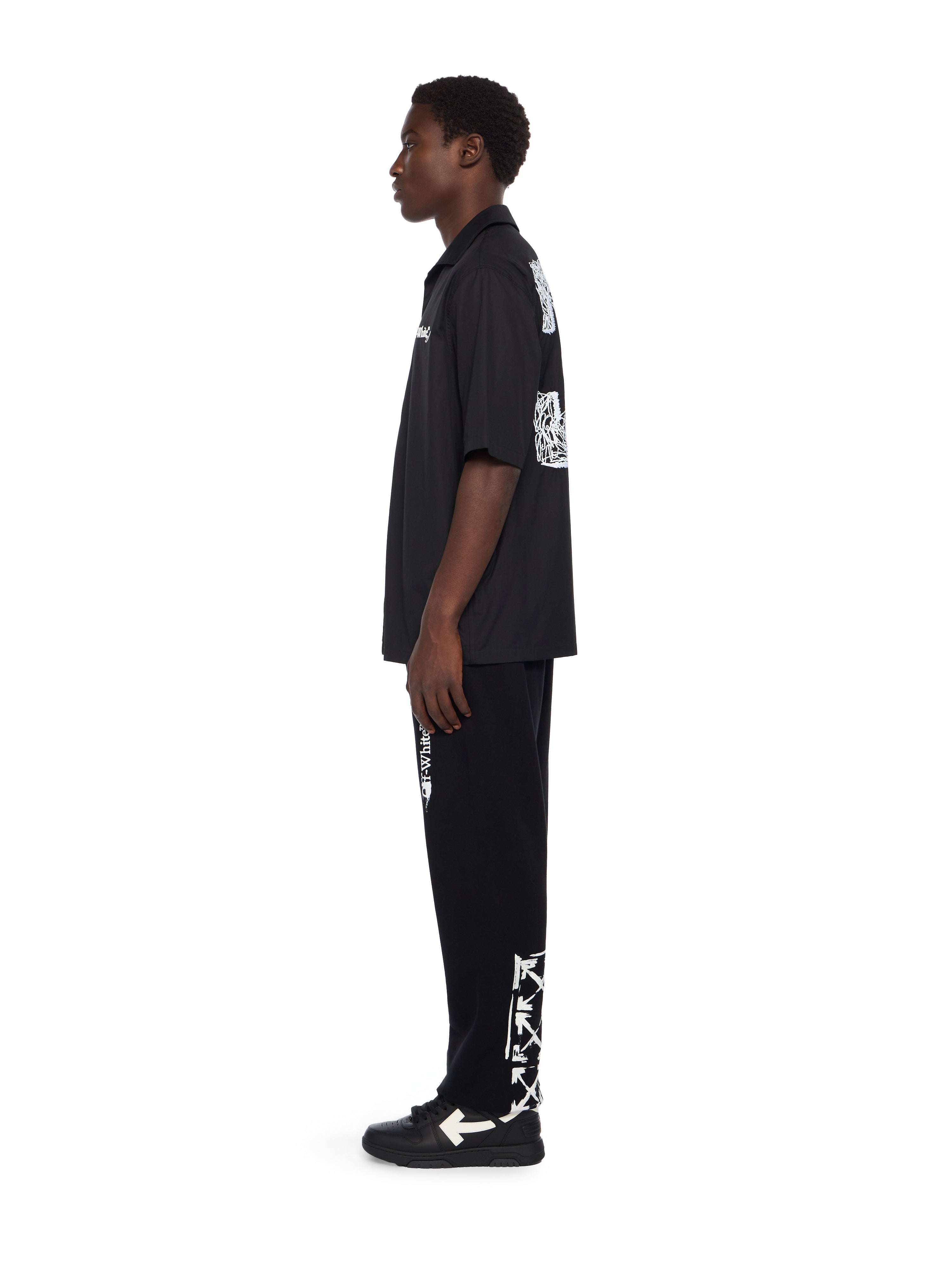 Off-White Scribble Arrow Poplin Bowling Shirt Black