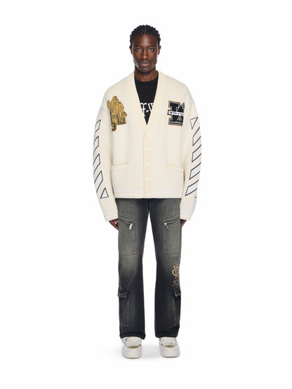 Off-White Lion Varsity Knit Cardigan Cream
