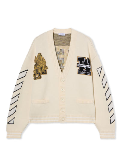 Off-White Lion Varsity Knit Cardigan Cream