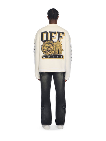 Off-White Lion Varsity Knit Cardigan Cream