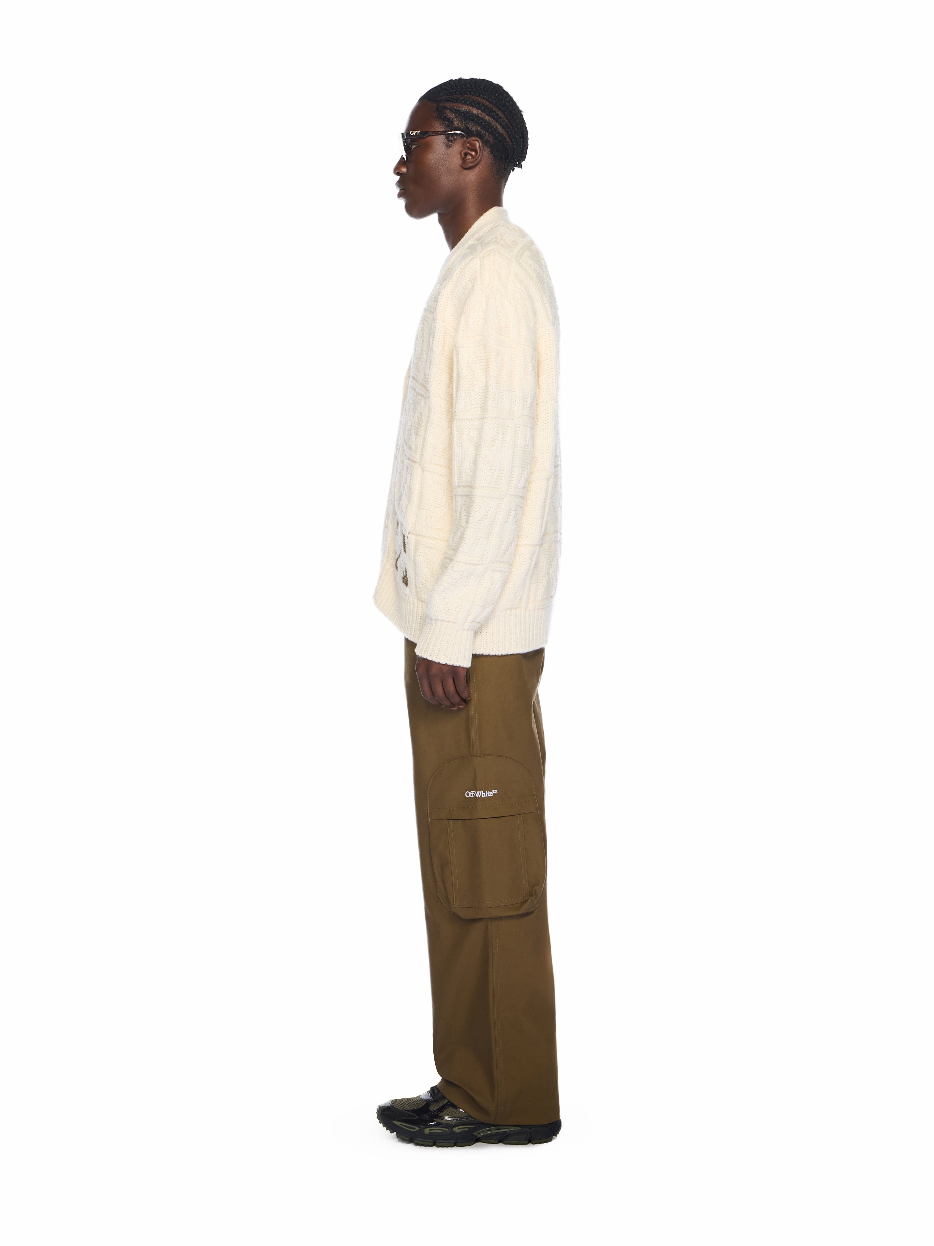 Off-White Arrow 3D Stitch Cardigan Cream