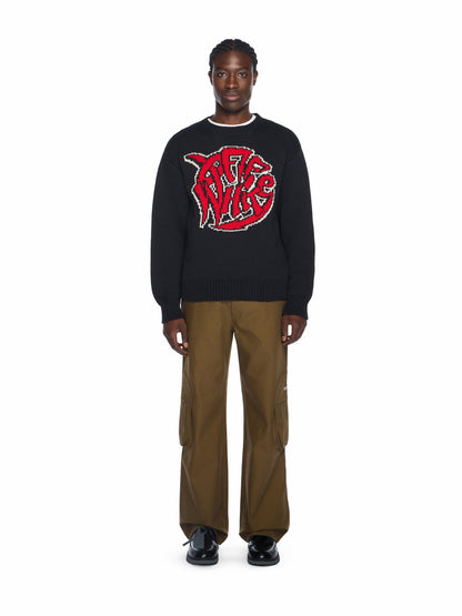 Off-White Sphere Logo Chunky Knit Crewneck Sweater Black