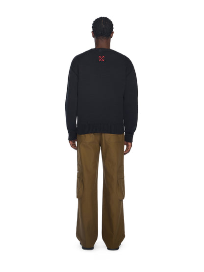 Off-White Sphere Logo Chunky Knit Crewneck Sweater Black