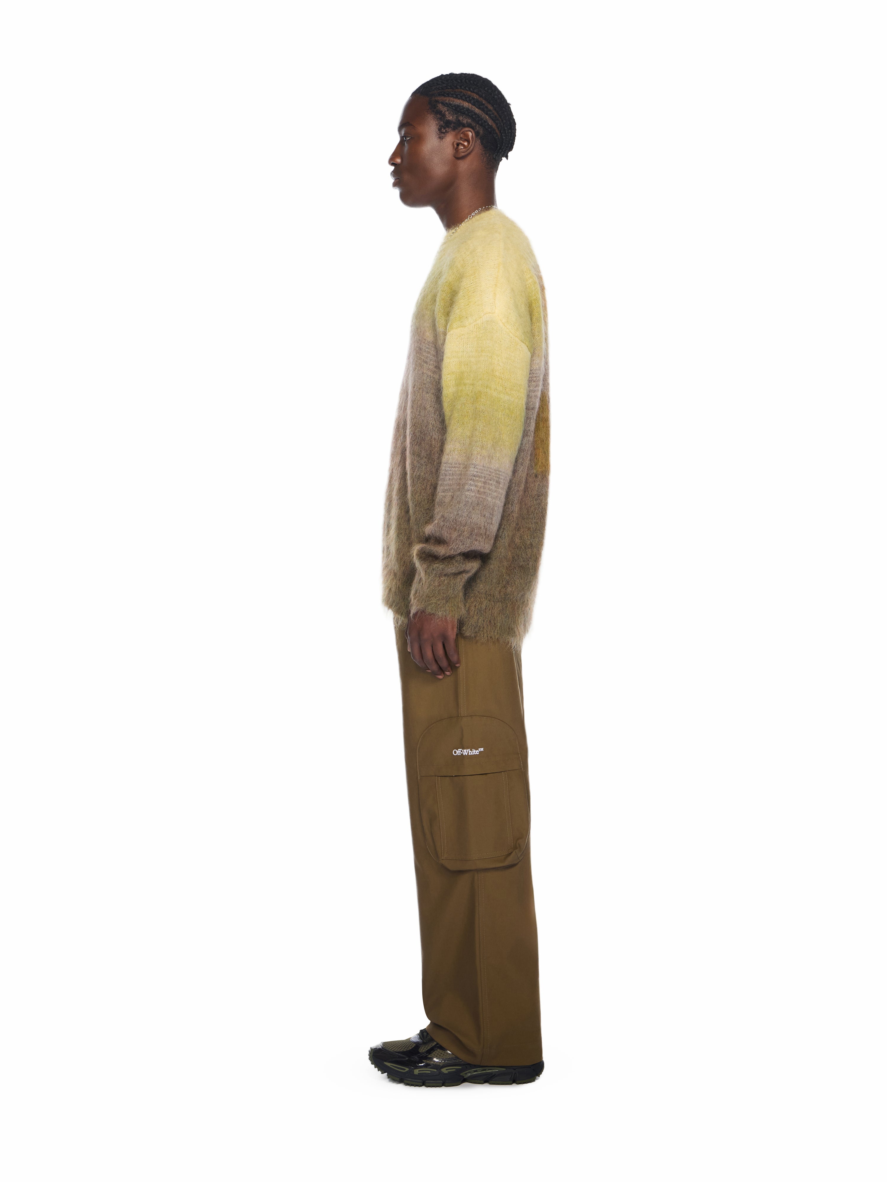 Off-White Mohair Arrow Gradient Crewneck Sweater Green