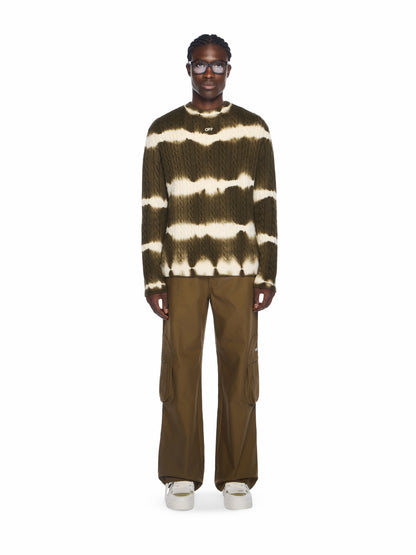 Off-White Off Stamp Cable Knit Crewneck Beech