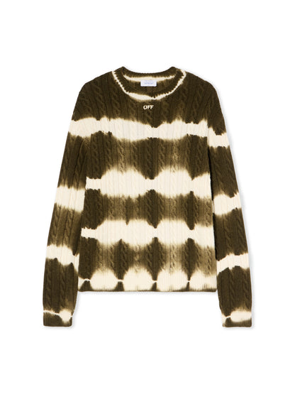 Off-White Off Stamp Cable Knit Crewneck Beech