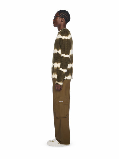 Off-White Off Stamp Cable Knit Crewneck Beech