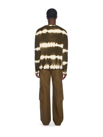Off-White Off Stamp Cable Knit Crewneck Beech