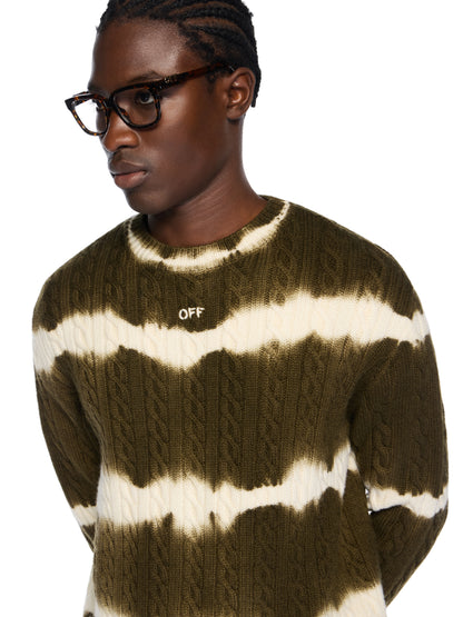 Off-White Off Stamp Cable Knit Crewneck Beech